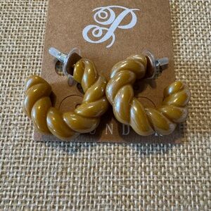 Plunder Twisted Mustard Gold Hoop Earrings